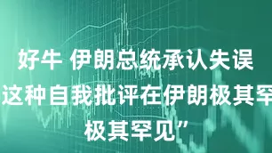 好牛 伊朗总统承认失误，“这种自我批评在伊朗极其罕见”